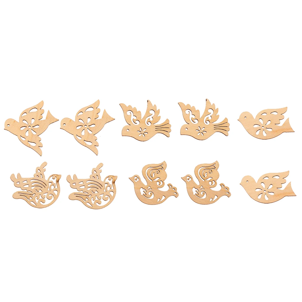 10 шт. деревянный кулон в форме птиц Подарочные бирки именные карты настольные