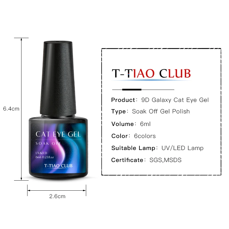

6PCS/Set 9D Cat Eye Magnetic Nail Gel 6ml Black Hole Effect Gel Nail Polish Magic Chameleon Nail Art Semi Permanent UV Gel