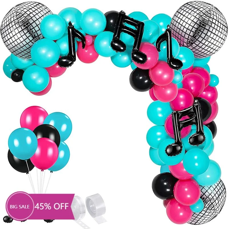 

Music Balloon Birthday Balloon Garland Arch Kit Aluminum Foil Party Photo Backdrop Balloon Background DIY Decoration Happy Party