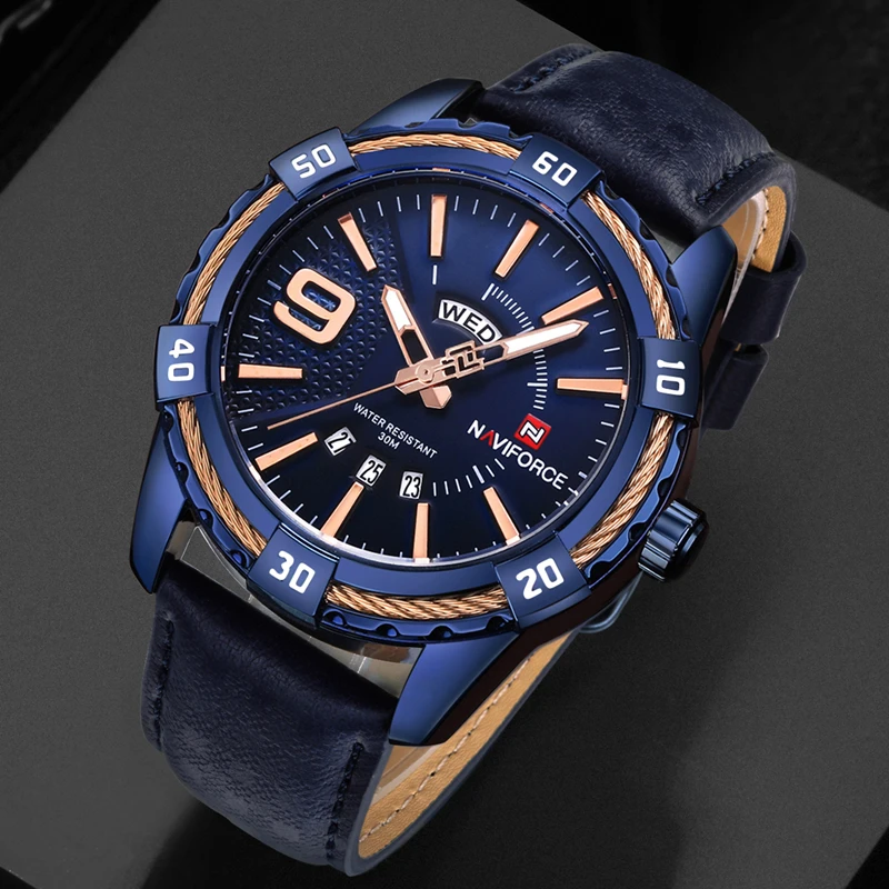 Часы NAVIFORCE мужские стальные водонепроницаемые кварцевые с датой | Наручные часы