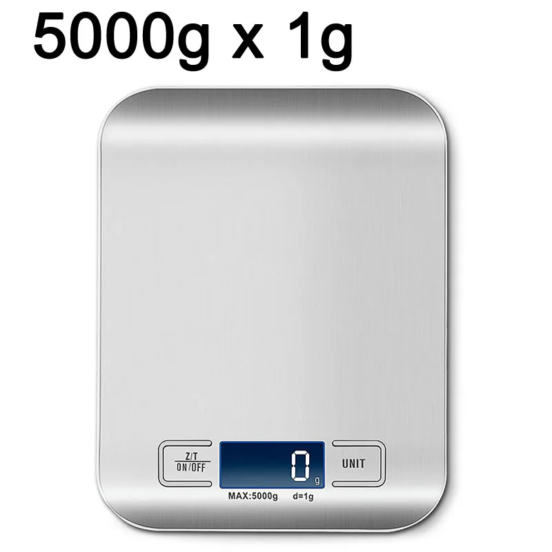 silver-5kg Электрические кухонные весы на платформе с ЖК-дисплеем для приготовления пищи, кухни, Почтовые весы, весы, инструменты для приготовления пищи - Цвет: silver-5kg