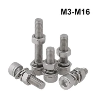 304 stainless steel hexagon hex socket cap head screws washers combination screw thread diameter m3 m16 length 8 150mm