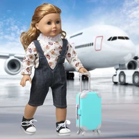 18 inch american doll girls suitcase mini plastic luggage fit 40 43 cm baby boy dolls box toys for doll q46