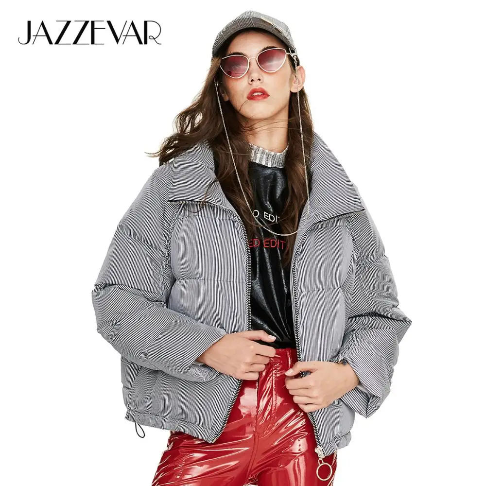 JAZZEVAR 2019 Зима Новое поступление пуховик женский на молнии модный стиль цвет