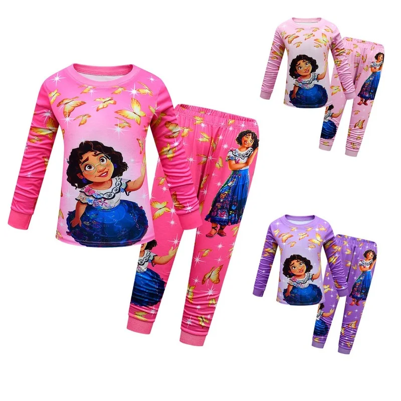 

Baby Girls Encanto Kids Sleepwear Home Clothes Children Long sleeve Tops+Pants Homewear Nightwear 2022 Spring Fall Pajamas Sets
