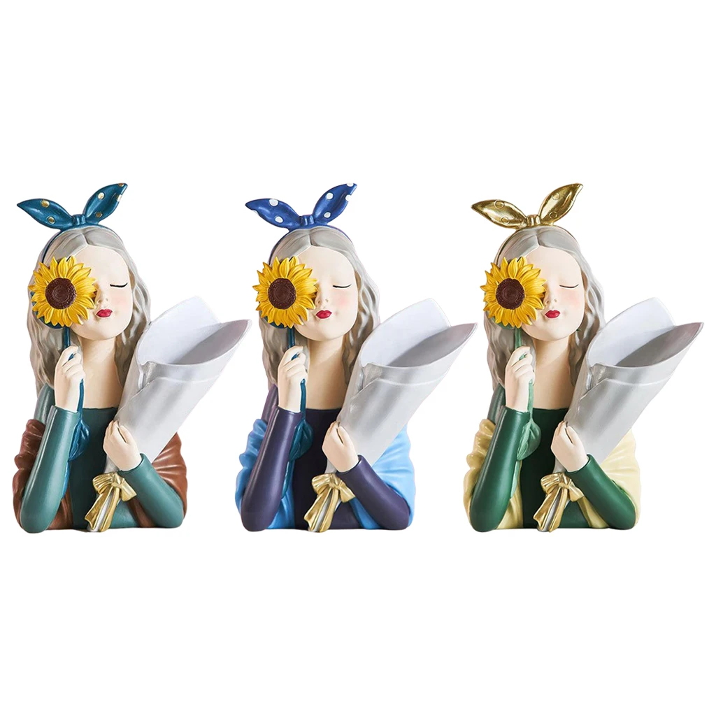 

Modern Chic Girl Shape Flower Vase Planter Pot Resin Home Desktop Statue