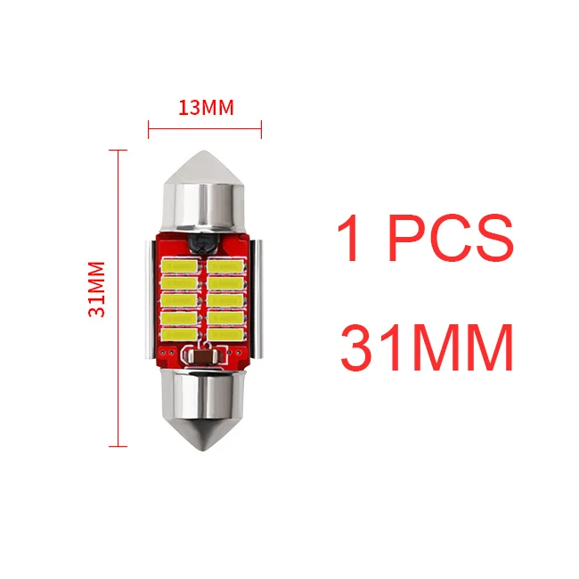 1PCS 31mm White BraveWay 1 шт. 31 мм 36 мм 39 мм 41 мм светодиодный светильник C5W C10W супер яркий 4014 SMD Canbus без ошибок авто Интерьер Doom лампа для стайлинга автомобилей - Испускаемый цвет: 1PCS 31mm White