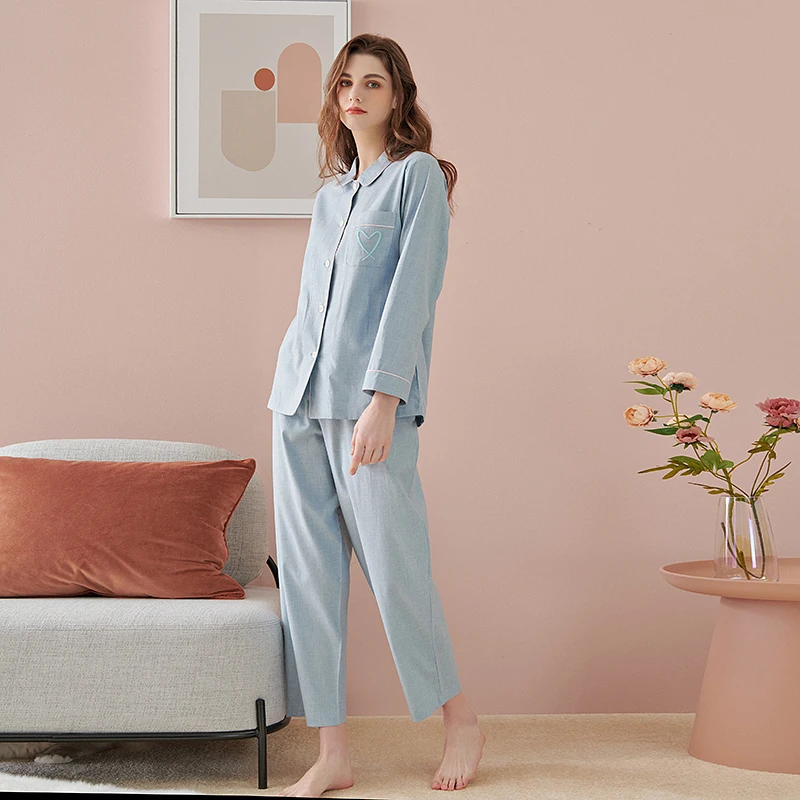 

Wholesale New Soft Cotton Pajamas Men Women Two Piece Home Clothes Pyjama