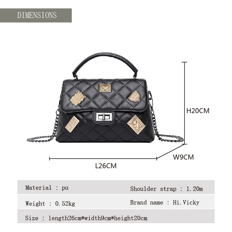 

Ladies Handbag Classic Fashion Luxury Retro Design Shoulder Bag Black Messenger Bag For Women 2021 New Female Bag With Applique