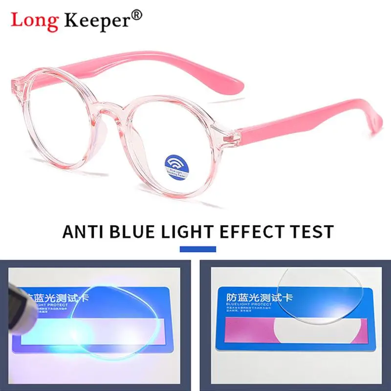 

2020 new round frame anti blue light glasses Plain glasses children radiation protection for kid Computer phone Online course