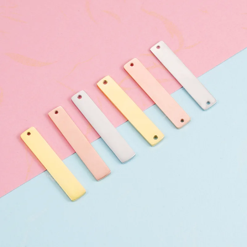 

10pcs/a Lot 6x32mm 100% Stainless Steel Blank Bar Pendant Rectangle Blank Metal Tag Connector For Jewelry Making