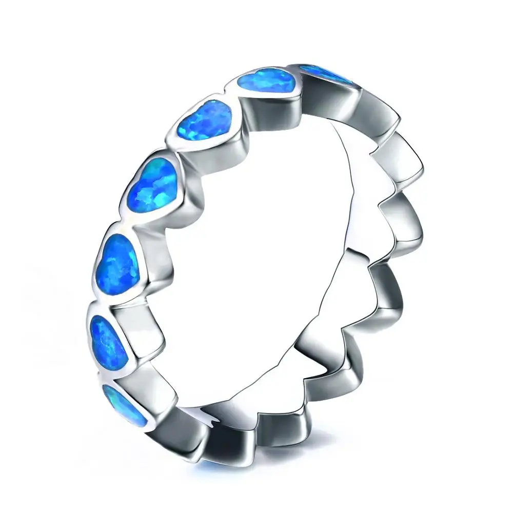 

Fashion Luxury Round Circle Blue Fire Opal Women Beautiful Silver Rings For Women 925 Sterling Silver Jewelry 2018