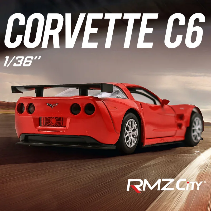 RMZ City 1:36 Chevrolet Corvette C6 R Лицензированная модель Литая автомобиля Игрушечная из