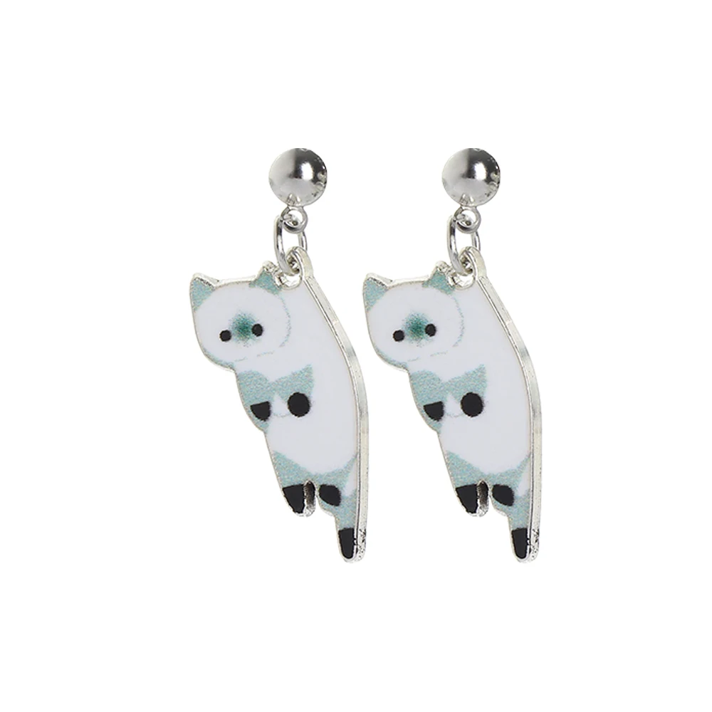2020 Модные женские серьги-гвоздики с мультяшным котом принтом милого кота серьги