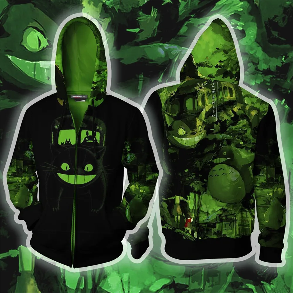 Косплей милый кот Мой сосед Тоторо Аниме толстовка на молнии с мультяшным