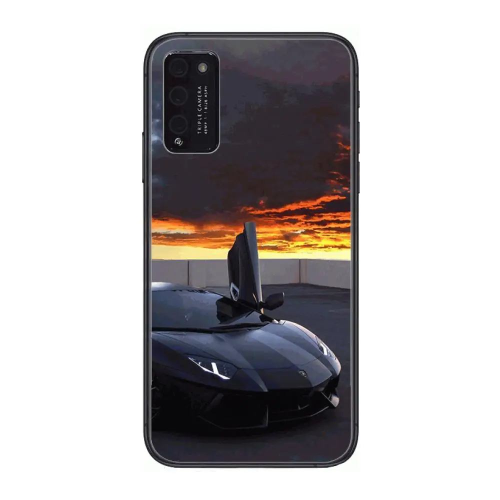

Cool luxury car L-Lamborghini sports car Style Clear Phone Case For Huawei Honor 10 20 30 9 X Pro Lite V 5G RU Black Etui Coque