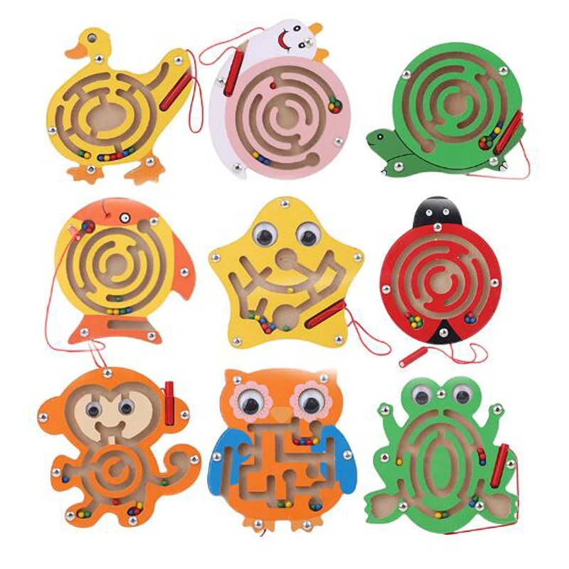 Дети Магнитный лабиринт игрушка деревянная головоломка для детей игра раннего