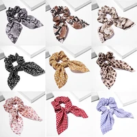 fashion floral print scrunchie silk elastic hair band for women hair scarf bows rubber ropes girls hair ties hair accessory