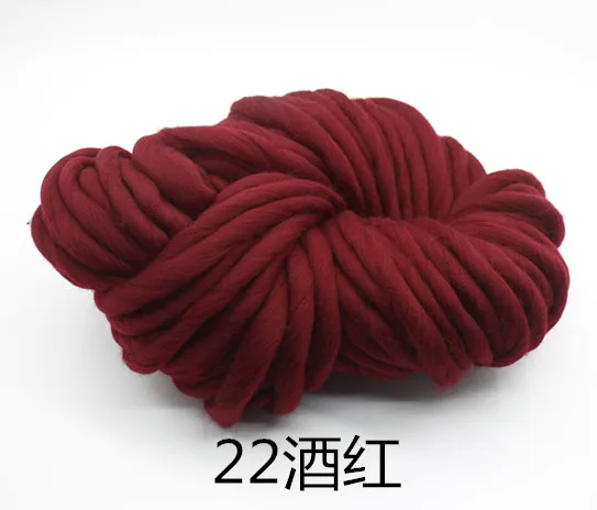 22 wine red 250 г 36 м супер толстая натуральная Мериносовая Шерсть Толстые пряжи войлочная шерстяная фитильная пряжа для прядения ручного вязания пряжа зима теплая - Цвет: 22 wine red