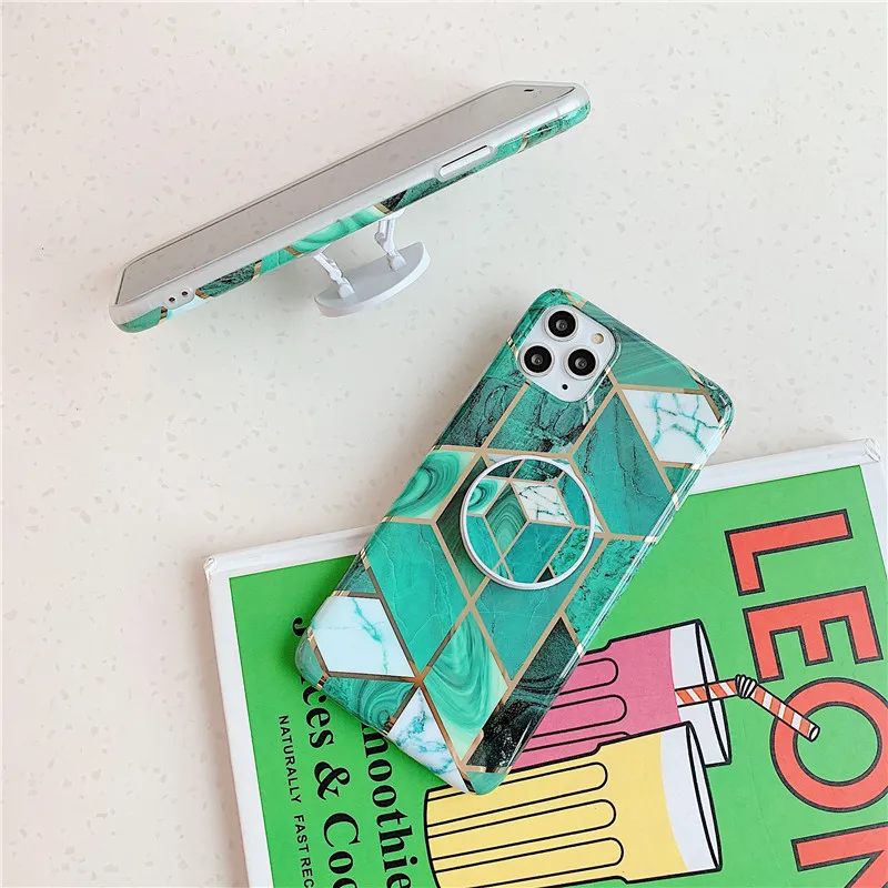 FLYKYLIN Plating Marble Case For Samsung Galaxy S20 Ultra S21 Plus Note 20 Cover Holder Stand Soft Silicone Phone Coque | Мобильные