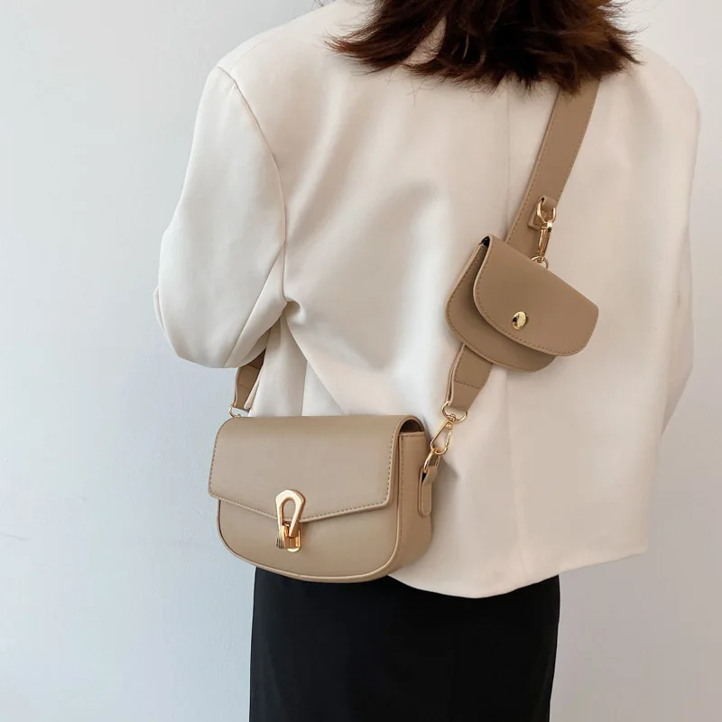 

Сумка на одно плечо Han edition, новинка 2021, сумка через плечо с косым крестом и широким ремнем, полукруглая седельная сумка в стиле ретро с замком