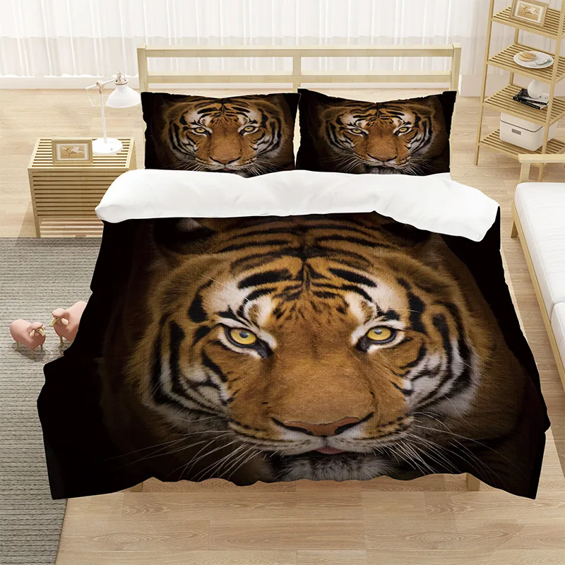 

Bedding Set 3D Printing Animal Tiger Design Boys Duvet Cover Queen/Twin/King Size Pillowcase Quilt Comforter Covers 3pcs
