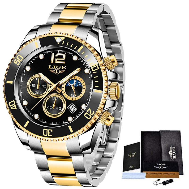 

2021 LIGE Top Brand Luxury Fashion Diver Men Watch Waterproof Date Clocks Sport Watches Mens Quartz Wristwatch Relogio Masculino