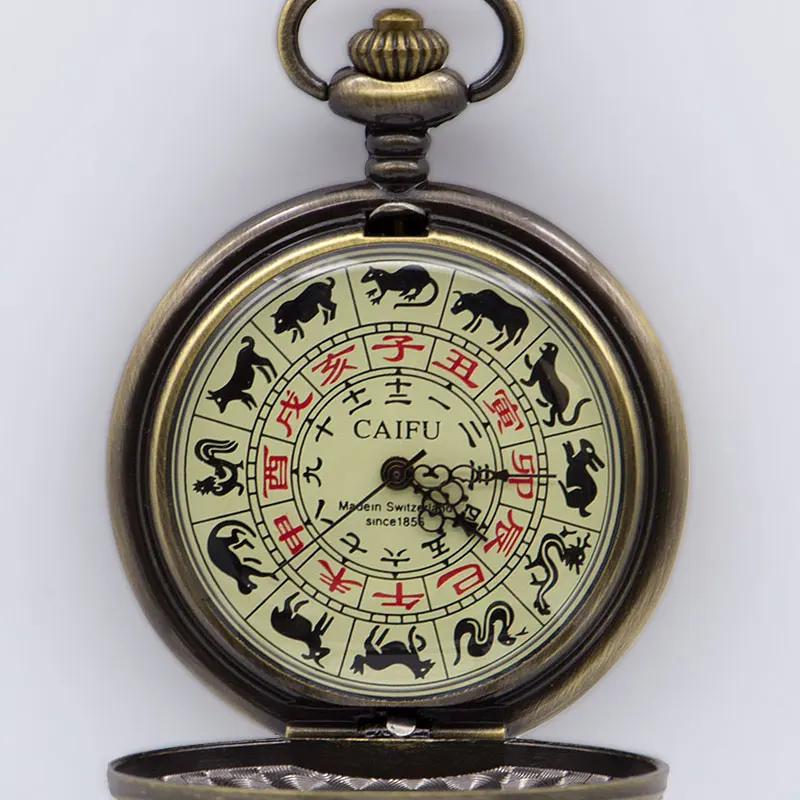 5 шт. Ретро Бронзовая 12 знаков зодиака брелок полый медный компас Механические