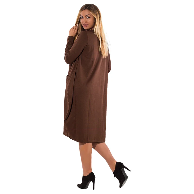 Женское длинное платье с карманами свободное круглым вырезом и для беременных