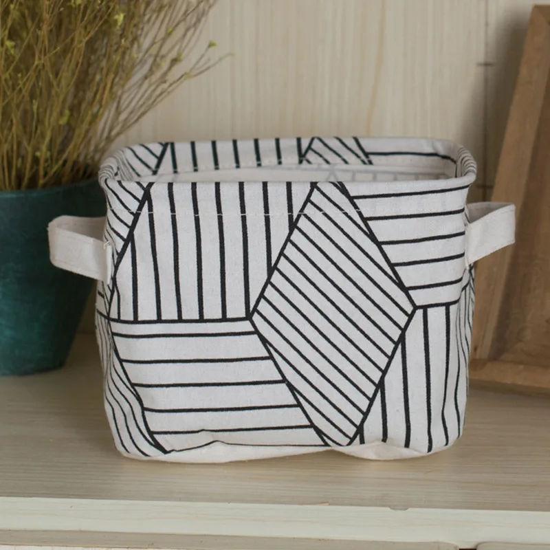 Складная решетчатая хлопковая льняная настольная коробка для хранения мусора