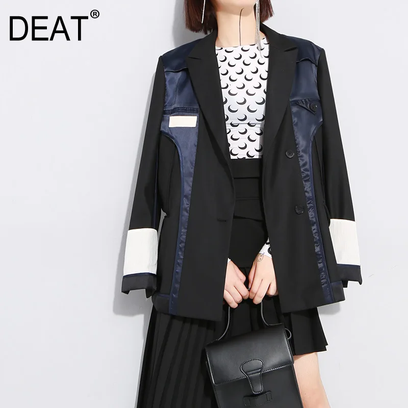 DEAT 2020 новая весенняя модная крутая Женская одежда с отложным воротником двойными