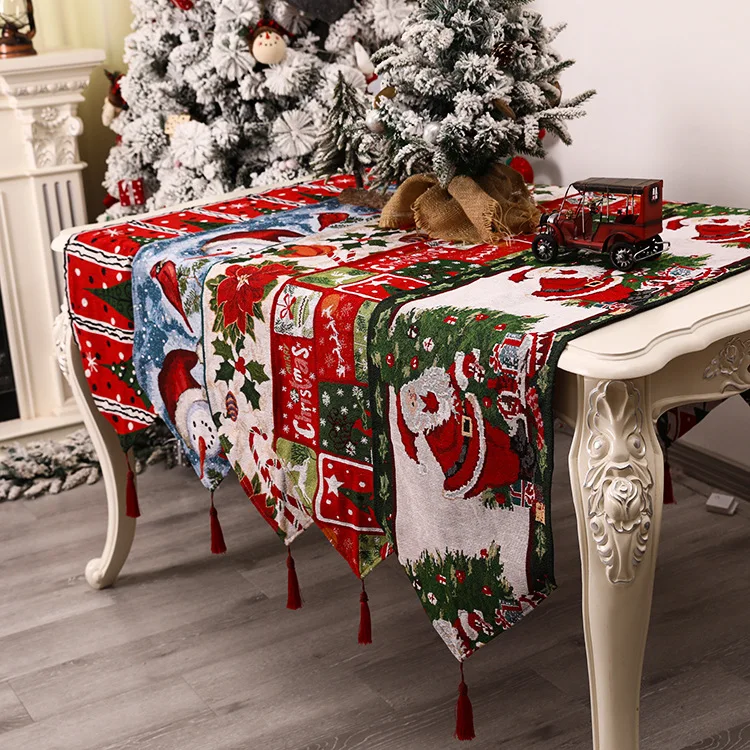 

Gnome Snowflake Decoration Table Runner Tablecloth Red 2022 Christmas Gift Tree New Year Theme Dustproof Wedding Table Cloth