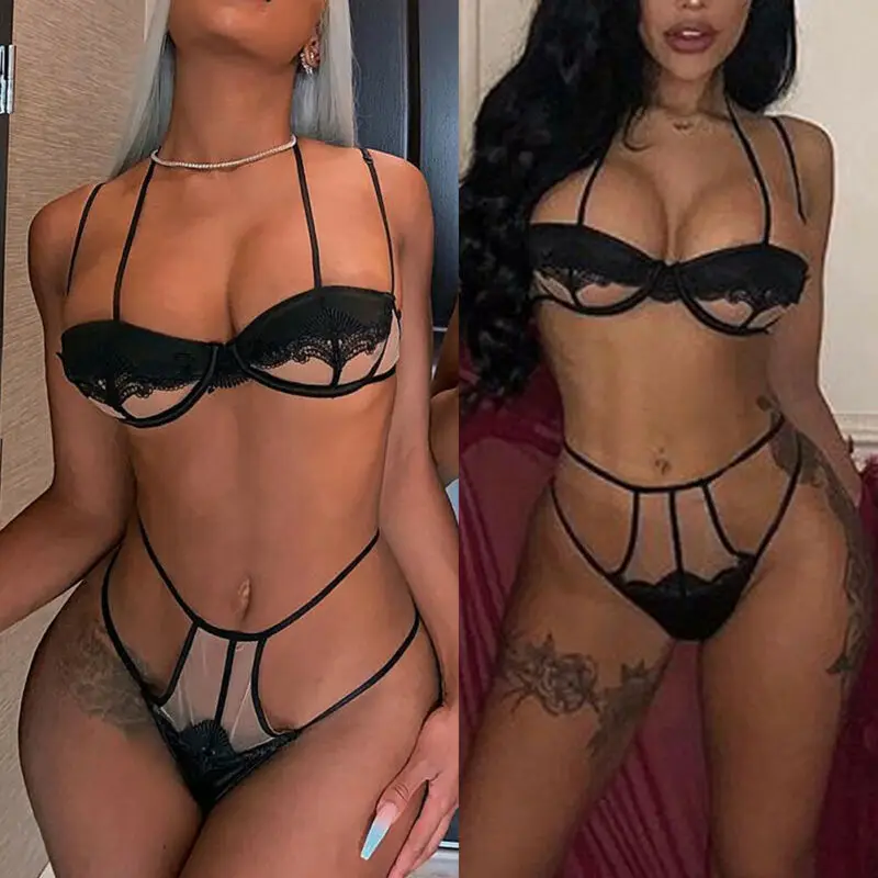 Hirigin женский сексуальный с бретельками нижнее белье Бандажное Babydoll стринги