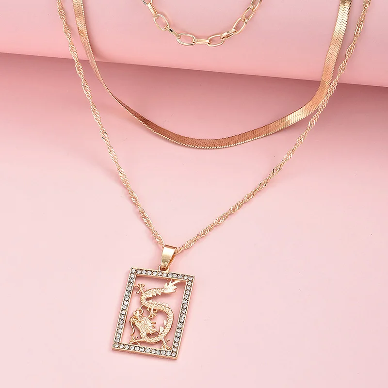 Подвеска в виде дракона ALYXUY многослойная винтажная с кубическим кристаллом