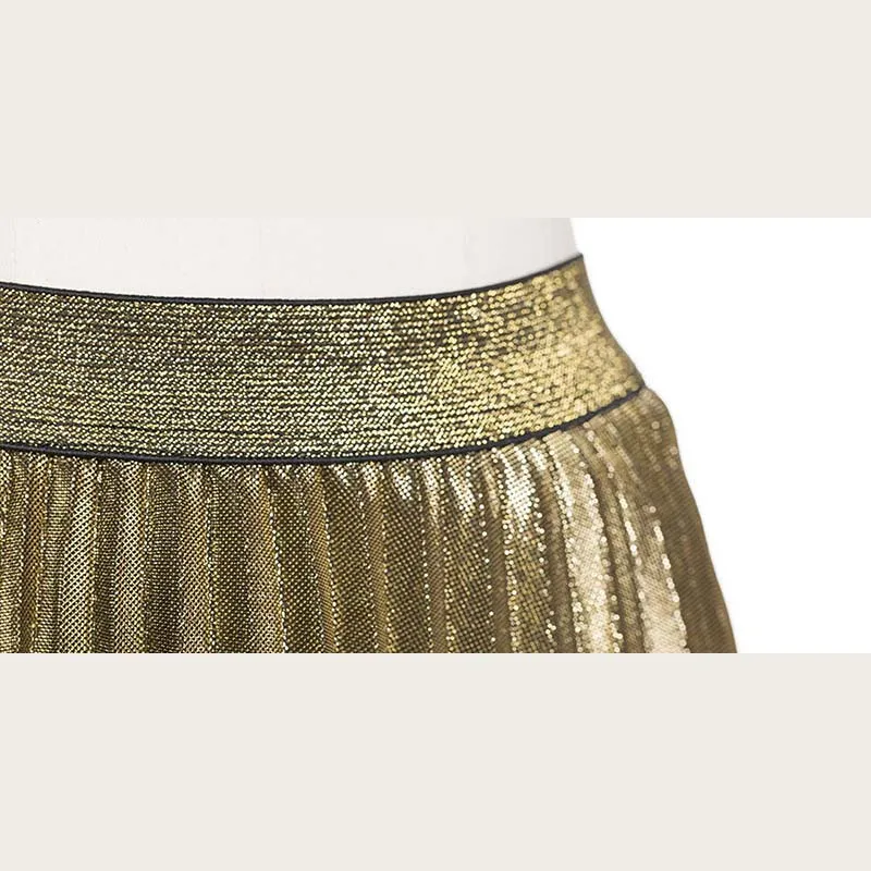 GOPLUS блестящая металлическая плиссированная юбка средней длины весенне осенняя