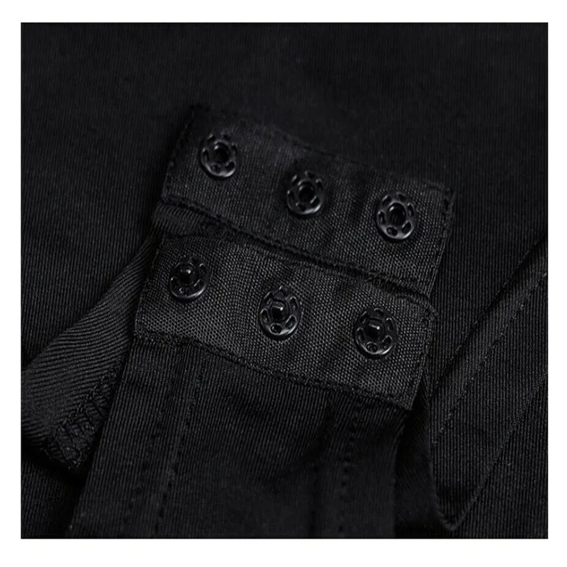 Женский комбинезон с длинным рукавом и буффами однотонный черный повседневный