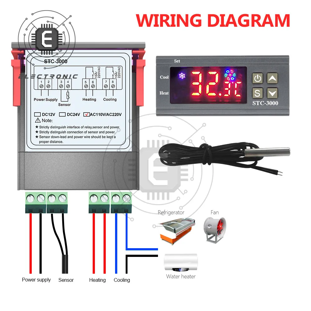 STC-3000 Высокоточный цифровой термостат для контроллер температуры инкубатора