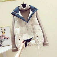 new women autumn and winter vest filling cotton solid color zipper sleeveless jacket