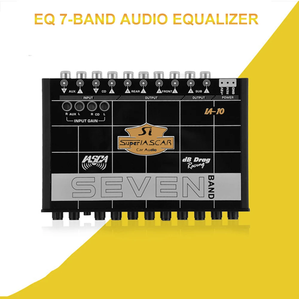 

7-Band Car Sound Graphic Audio Equalizer with Aux Input Front Rear Output