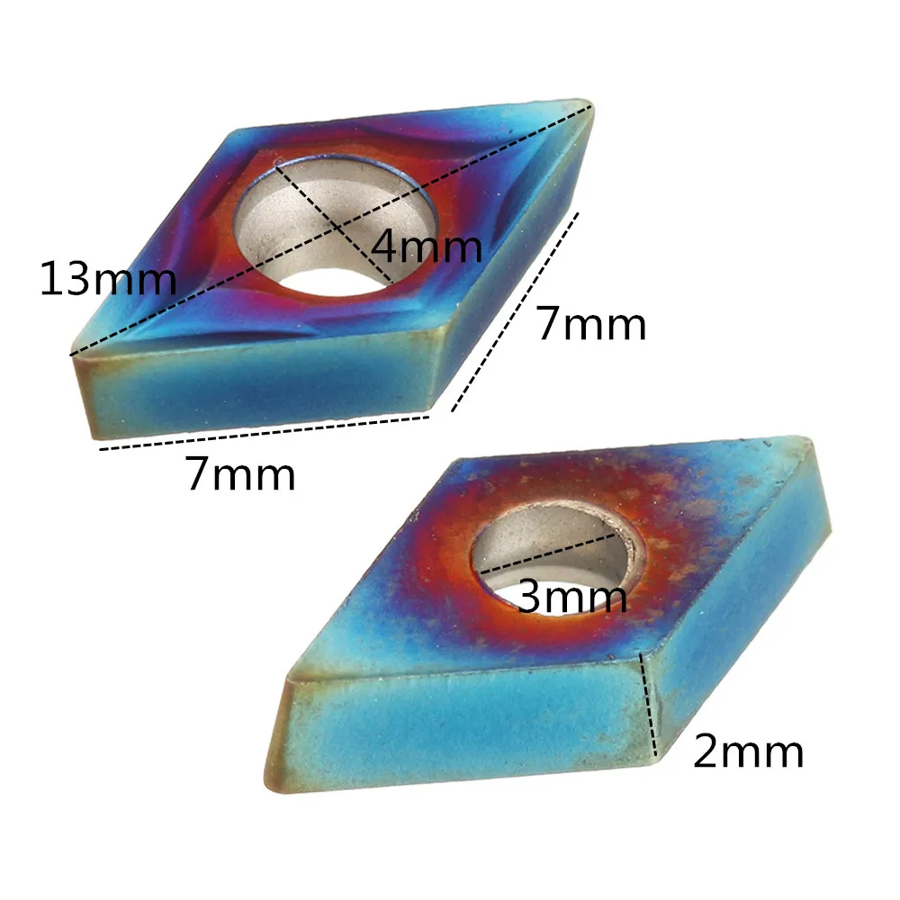 DANIU. 4 Uds de acero de aleación 12mm torno de inflexión de la herramienta del sostenedor con 10 Uds azul Nano DCMT070204 insertos de carburo y 4 Uds llave