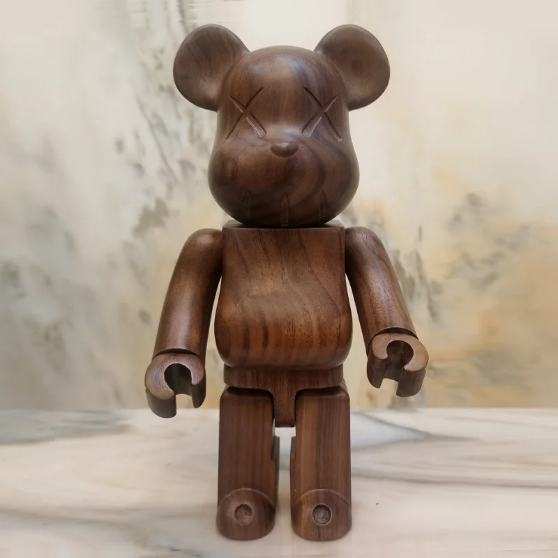 

PETCO 28cm 400% Bearbricklys Bear@bricklys Walnut wooden Olympic fanrong Block Bear Living room shoe store decoration