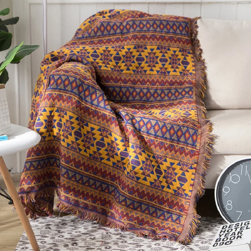 

Nordic fashion line blanket, ethnic style geometric double-sided blanket, non-slip knitted sofa towel, sofa blanket, blanket