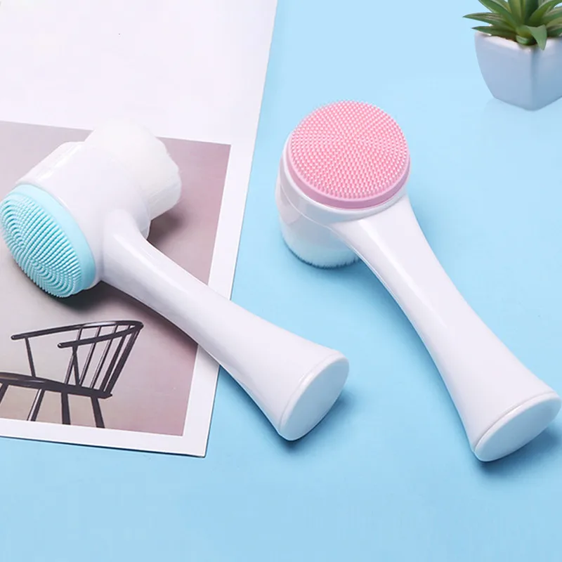3D двухсторонняя силиконовая Очищающая щетка портативная Массажная моющая