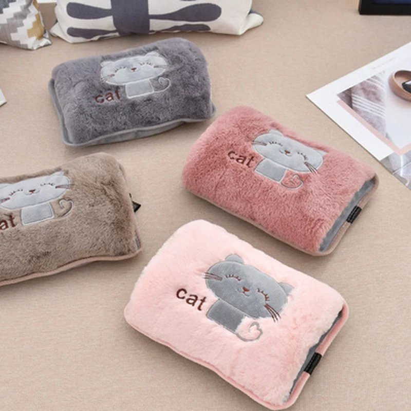 

Перезаряжаемая электрическая бутылка для горячей воды для облегчения боли зимой, пушистая бутылка для горячей воды, многоразовая грелка дл...