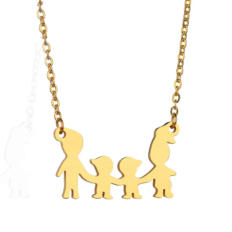 Модное ожерелье с подвеской для девочек мальчиков пап мам из нержавеющей стали