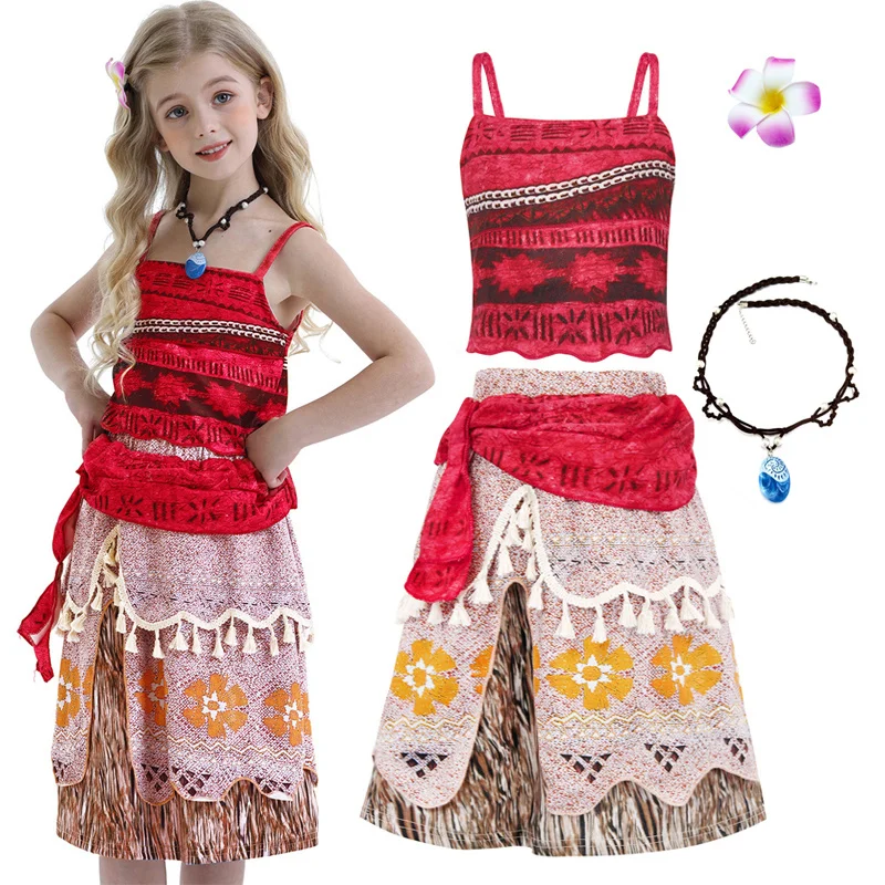 Детский костюм принцессы Моаны для косплея подарки девочек на Хэллоуин день