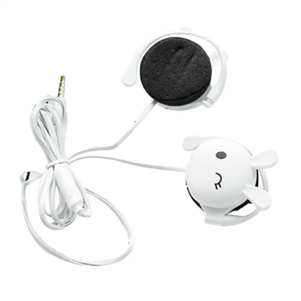 Наушники со встроенным микрофоном Cartoon Cute Rabbit Sport Wired Earphone Headset Ear Hook Stereo 3.5mm с крючками для ушей и наушниками Helmets Hands on.