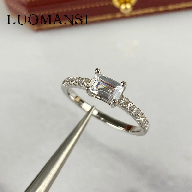 

Luomansi 100%-S925 Стерлинговое Серебро, высокоуглеродистое кольцо с бриллиантами, ювелирные изделия для свадебной вечеринки для девушек