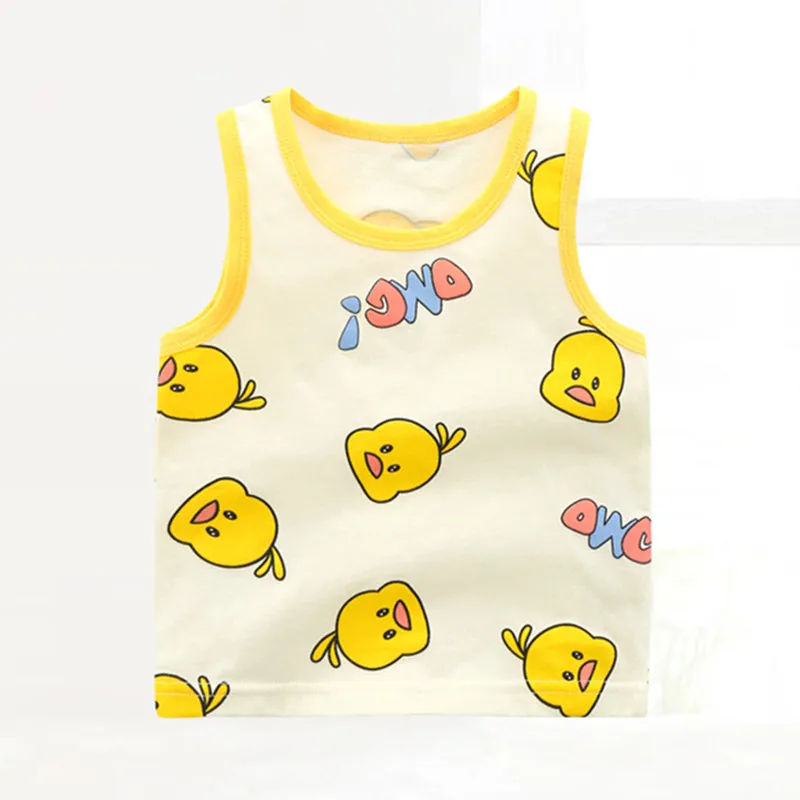 

iairay cute crop tops for girls children summer vest cotton fabric tank tops sleeveless underwear t shirt baby boy undershirt