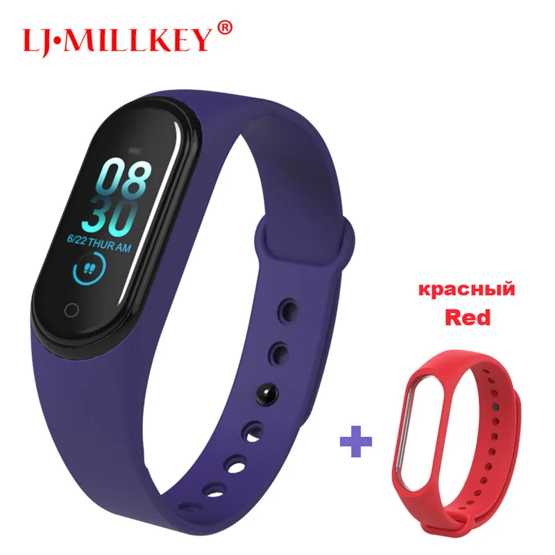 M4Blue-Red Умный Браслет Интеллектуальный трекер активности M4 умный Браслет Смарт-браслет 4 пульсометр фитнес-трекер умные часы для мужчин и женщин - Цвет: M4Blue-Red